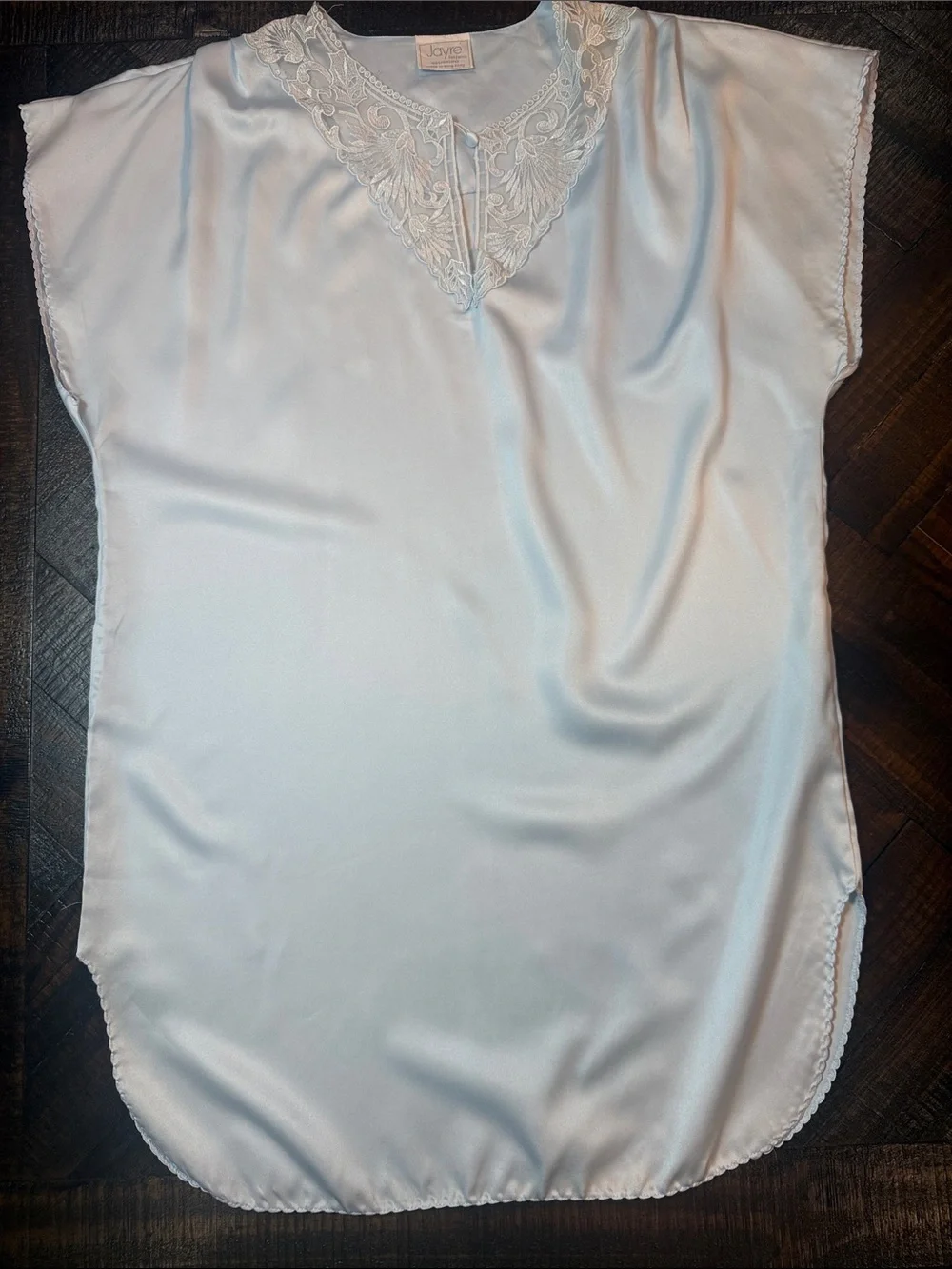 Vintage Jayre California Satin Nightgown Lace Blue L‎